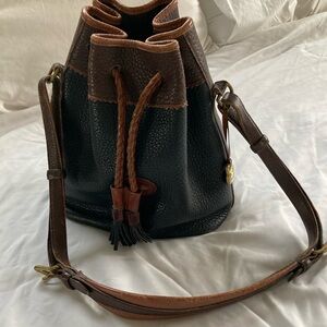Brown and Black Shoulder Bag with Color-Blocked Design